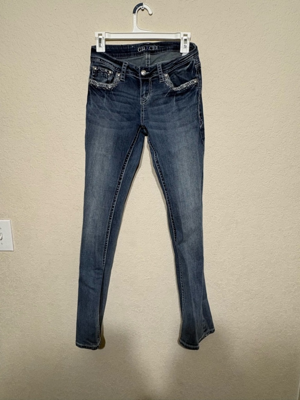 Grace In LA Dark Wash Women's Skinny Jeans rhinestones 28x32